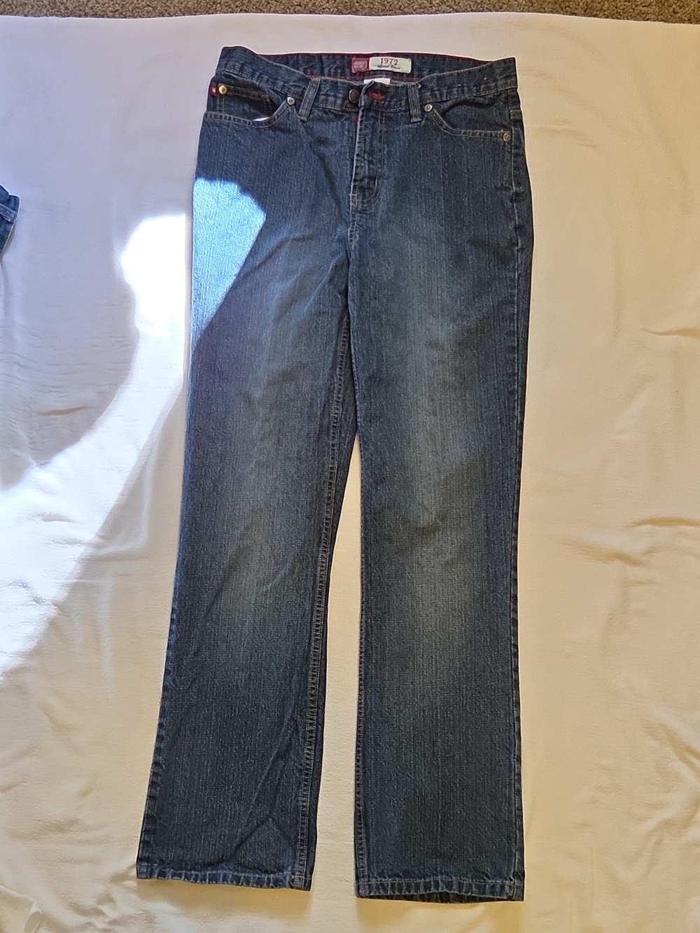 Faded Glory Women's Straight-Leg Jeans in Dark Blue Denim